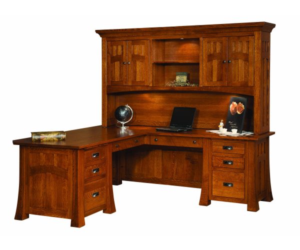 Bridgefort Mission Corner Desk with Hutch - 84"W